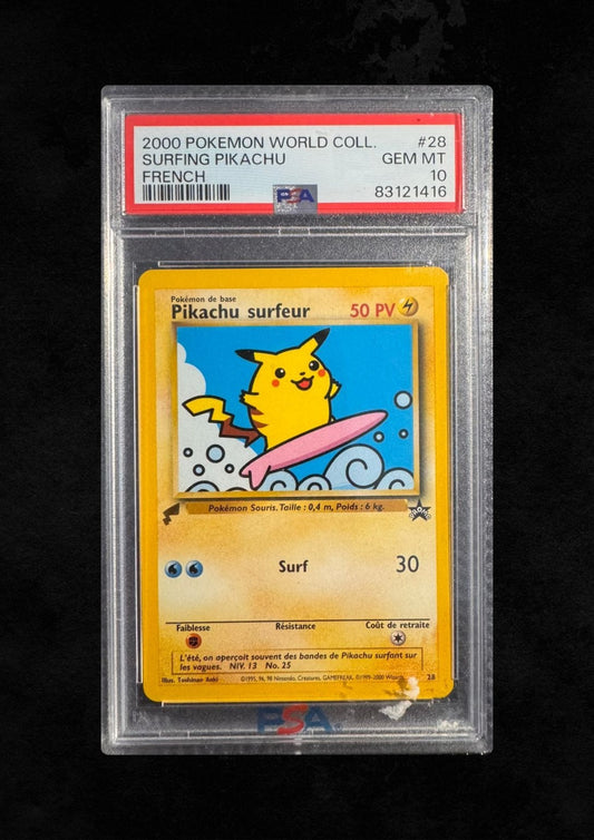 Surfing Pikachu French World Collection Stamp Gem Mint 10