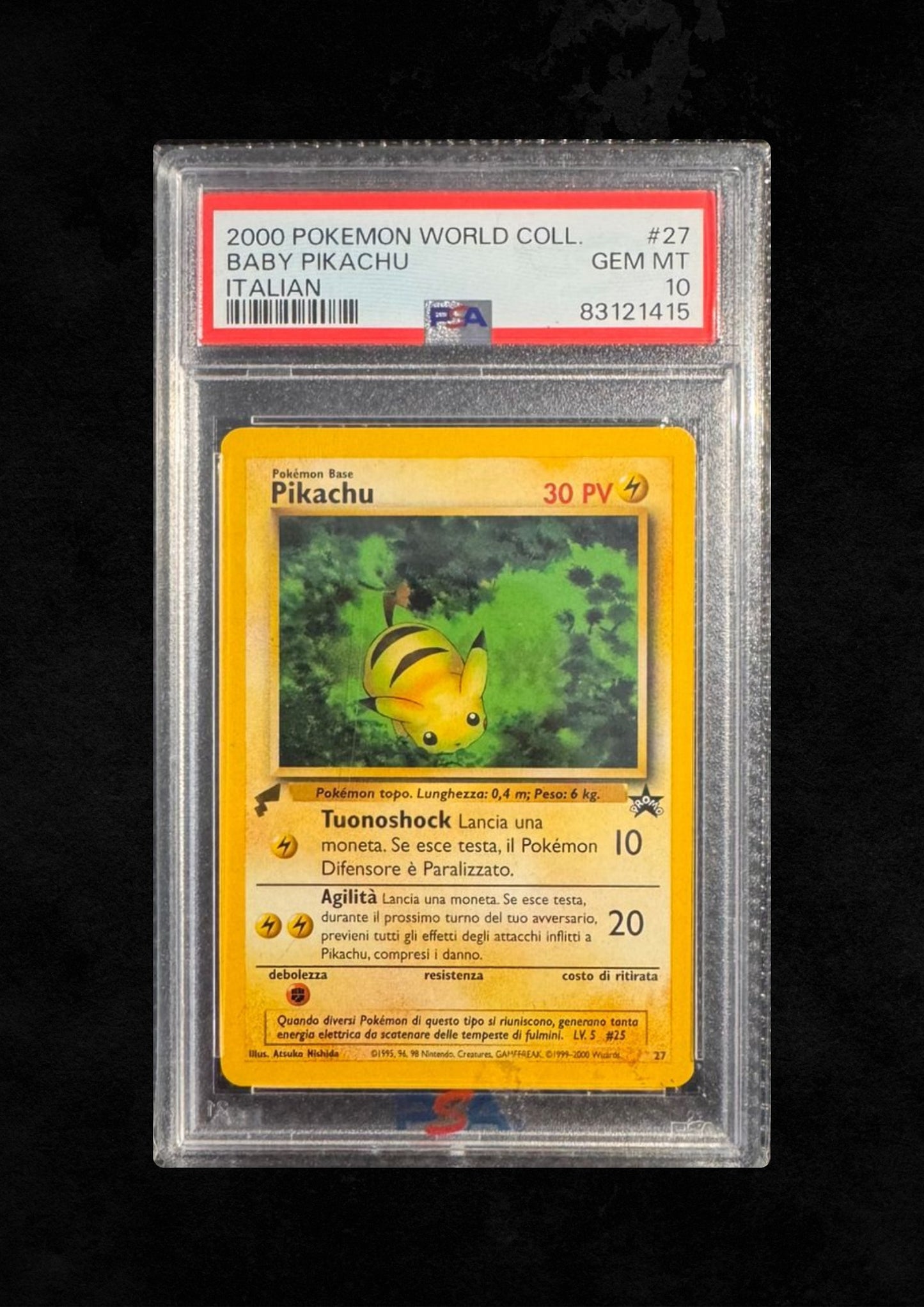 Baby Pikachu Italian World Collection Stamp Gem Mint 10