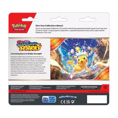 Surging Sparks 3 Blister & Zapdos Promo Card